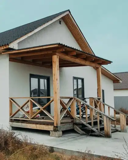 Дом из газобетона гараж крытая терраса 